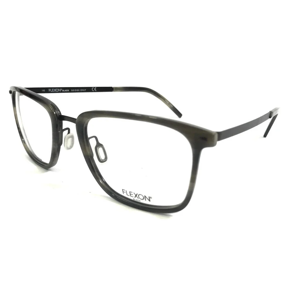 Flexon Eyeglasses Frames B2023 021 Gray Horn Square Full Rim 56-22-145